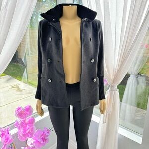 Theory Women’s Gray Wool Coat Size S Small Jacket Cashmere Button Up Sweater
